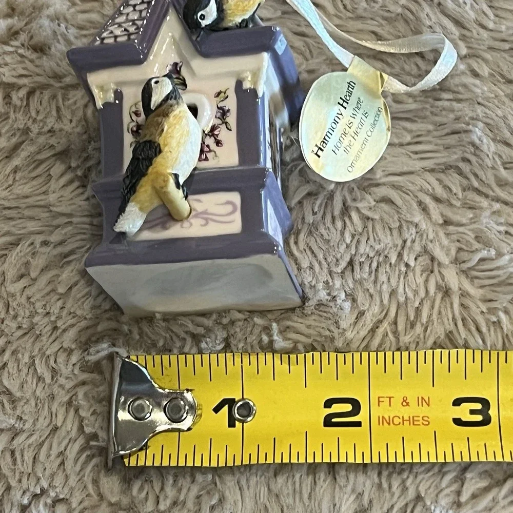 1999 Heirloom Poreclain Harmony Hearth Birdhouse Ornament Bradford‎ Exchange